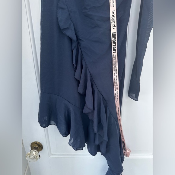 NWT House of CB Kiki French Navy Ruffle Mini Party Cocktail Dress in Size Small